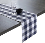 Native Fab Table Runner Buffalo Check Plaid 100% Cotton - 13x72 Inches Kitchen Dining Table Decoration for Indoor Outdoor Farmhouse Home Party Decor -Navy Blue and White