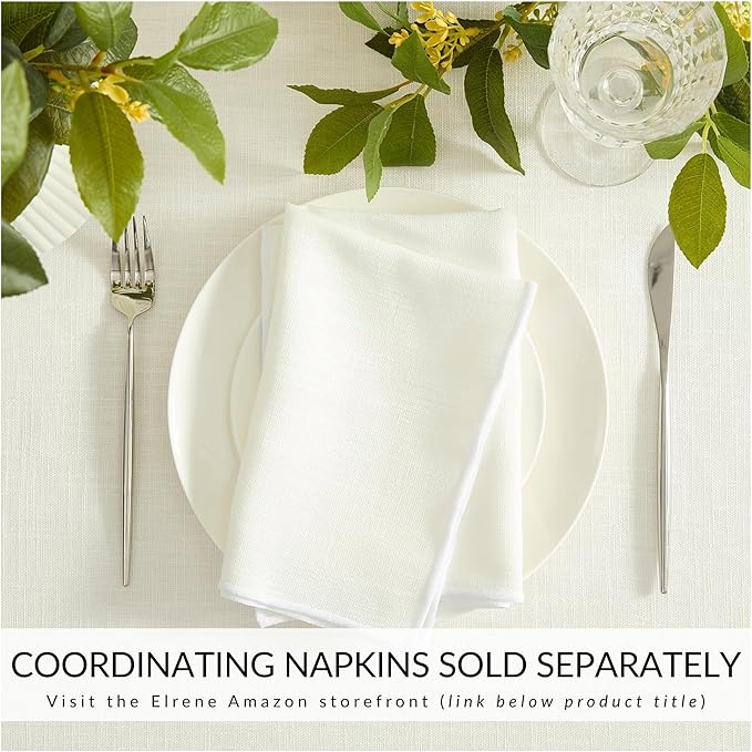 Elrene Home Fashions Villeroy & Boch Classic Embroidered Border Tablecloth - Elegant Table Cover for Dining Table, Weddings, Events, White, 60"x144" Rectangle