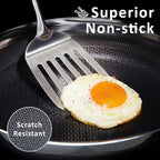 9.5" Non Stick Frying Pans, Hybrid Ceramic Stainless Steel Pan, Skillet with Stay-Cool Handle, Non Toxic, PFAS PFOA PTFE Free, Dishwasher & Oven Safe, Induction, Compatible with All Cooktops