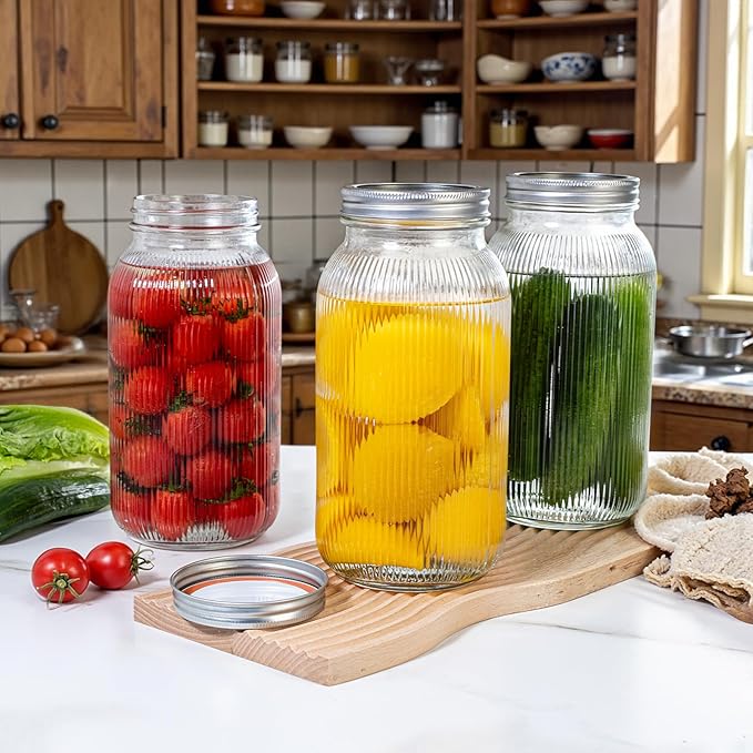 WELLIFE 64 oz mason jar, 1 Pack Wide Mouth Mason Jars for Pickling, Canning, Fermenting and Food Storage, Microwave & Dishwasher Safe