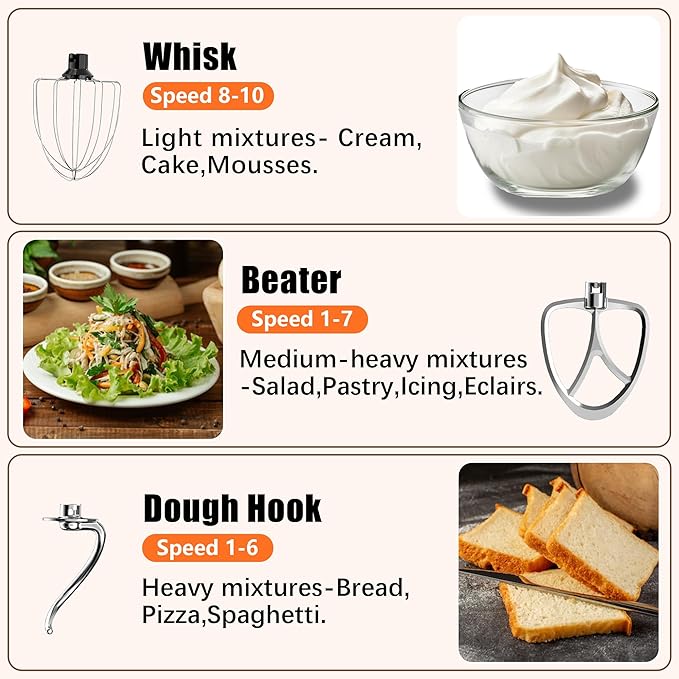 Stand Mixer, 6.5QT 660W 10-Speed Tilt-Head Electric Kitchen Stand Mixer, Food Mixer with Dishwasher-Safe Dough Hook, Egg Whisk, Flat Beater for Baking, Cake and Most Home Cooks (Red)