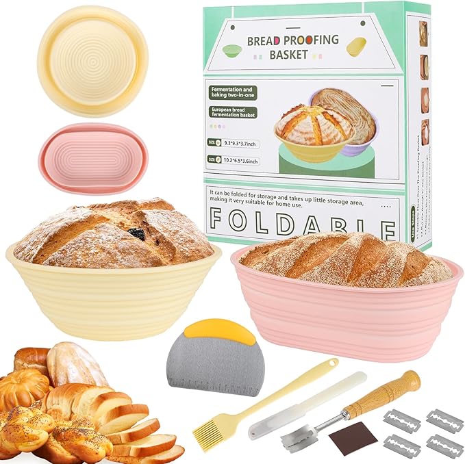Silicone Bread Proofing Basket, Complete Set for Bread Making With Essential Tools, Easy to Clean and Store