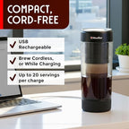 Mueller RapidBrew Cold Brew Iced Coffee Maker – 10 Min Fast Brew Portable Rechargeable Cold Brew Machine for Coffee & Tea – Adjustable Strength 10-99 Min – 20 Servings Per Charge, Black Coffee