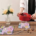 Cute Cartoon Donut Pot Holders Set of 2 - Heat Resistant Oven Hot Pads for Cooking, Baking, BBQ Gifts for Women