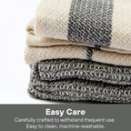 MEEMA Kitchen Towels and Dishcloths Sets of 4 | Large 18 x 28 Inch | Upcycled Cotton Tea Towel | Super Absorbent Cotton Dish Towels for Kitchen | Charcoal Stripes | Hand Towels