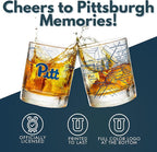 Greenline Goods – University of Pittsburgh Panthers College Whiskey Glasses (Set of 2), 10 oz – Full-Color Logo + Campus Map