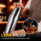 Boston Shaker Set, 18oz & 28oz 2-Piece Tins, Professional 304 Stainless Steel Cocktail Shaker with Leak-Proof Weighted Base for Bartending, Home & Bar Use (Silver)