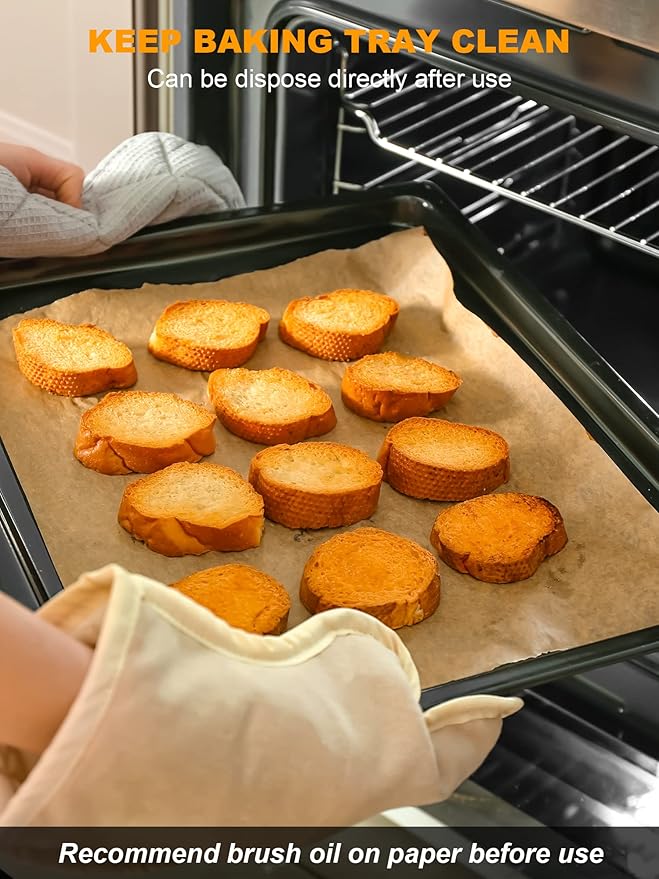 SMARTAKE 300 Pcs Parchment Paper Baking Sheets, 9x13 Inches Non-Stick Precut Baking Parchment, for Baking Grilling Air Fryer Steaming Bread Cup Cake Cookie and More (Unbleached)