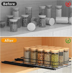 Pull Out Spice Rack Organizer for Cabinet, Heavy Duty Slide Out Spice Rack Organizer for Kitchen Cabinets and Pantry, Fits Spices, Sauces, Canned Food (6.5''Wx10.5''Dx2.5''H)