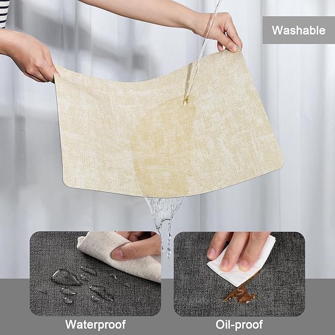 Myir JUN Placemats Dual Sided, Faux Leather Place Mats Set of 8 Indoor Placemats for Dining Table Non-Slip Washable Placemats Heat Resistant Outdoor Table Mats (Set of 8, Gray Cream)