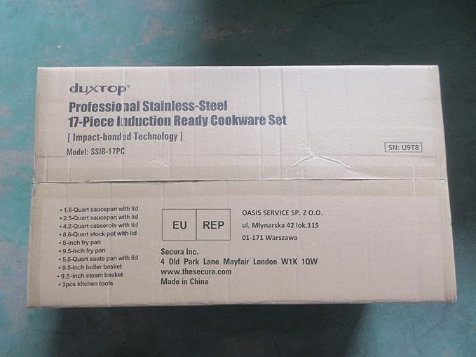 Duxtop Professional Stainless Steel Pots and Pans Set, 17PC Induction Cookware Set, Impact-bonded Technology