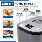 Culinary chef Bread Maker Machine with Nonstick Bowl, Bread Hook, Measuring Cup & Spoon. 15-in-1, Gluten-Free Bread, Cake& Yogurt, 3 Crust Colour options and more. 3 Loaf Sizes. 2LB XL-BLACK