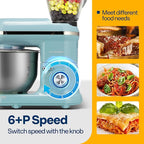 VIVOHOME 3 in 1 Multifunctional Stand Mixer with 6 Quart Stainless Steel Bowl, 650W 6 Speed Tilt-Head Meat Grinder, Juice Blender, Blue