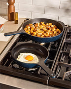 Caraway Cast Iron Skillet - 8” Enameled Cast Iron Pan With 3 Layer Enamel Coating - No Seasoning Required - Compatible With All Stovetops - Free From Forever Chemicals - Midnight Blue