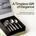 Luciella Tropea Polished Flatware Set for 8, 45-Piece Premium 18/10 Stainless Steel Silverware Set with Serving Utensils, Modern Mirror Finish, Rust Resistant, Dishwasher Safe