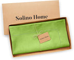 Solino Home Linen Square Tablecloth 52 x 52 Inch - 100% Pure Linen Lime Green Table Throw - Classic Hemstitch, Machine Washable Table Cloth for Summer
