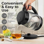 Zulay Kitchen Fast Boiling Electric Water Kettle - 1.7L, 1500W, Auto Shut-Off for Overboil & Boil Dry Protection, Cool-Touch Handle, 360° Base - Rapid Teapot Boiler For Coffee & Tea - Black Metallic