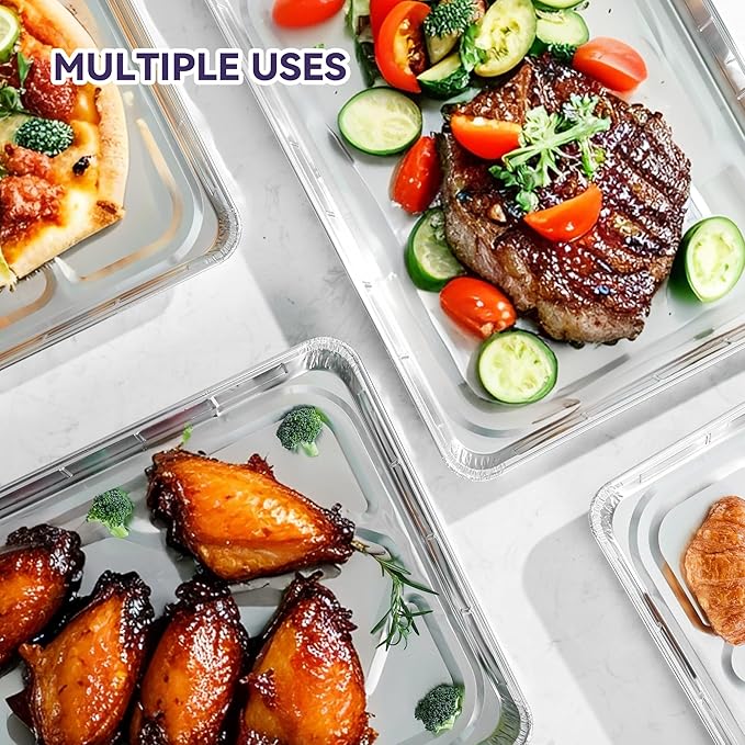 Aluminum Foil Pans,Disposable Trays,1/2 Size Sheet Cookie Cake Pan,17x13(20 Pack),Rimmed Baking Sheet for Frying, Grilling, or Baking Dishes