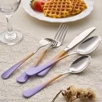 20-Pieces Color Silverware Sets for 4,Purple and Orange Handle Stainless Steel Cutlery Set, Include Forks Spoons and Knives Set, Dishwasher Safe Utensil Sets for Home Restaurant