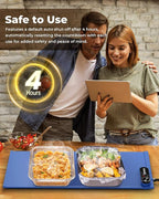 Warming Mat for Food - Space-Saving, Fits Two Baking Dishes, 7 Temp Settings, 4h Auto Shut-Off, Durable Silicone Surface, Easy to Clean, Perfect for Parties and Everyday Use (Blue, Medium)