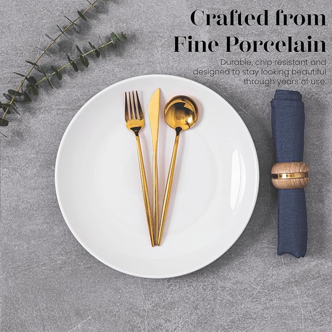 Vikko Dinner Plate, Set of 6 White Plates, Ceramic Dinner Plates Set, Stackable 11 Inch Extra Large Dinner Plates for Every Day and Special Occasion, Restaurant Style, Dishwasher Safe, Microwave Safe