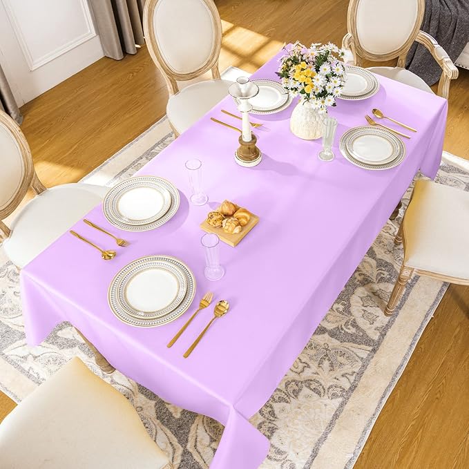 Softalker Rectangle Tablecloth, Waterproof & Stain Resistant Table Cloths Wrinkle Free Fabric Washable 210GSM Polyester Table Cover for Spring/Party/Outdoor - 60 x 84 inch,Lavender