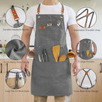 Canvas Aprons for Men Chef Apron, Work Apron with Large Pockets - 16oz Heavy Duty Cross Back, BBQ, Cooking
