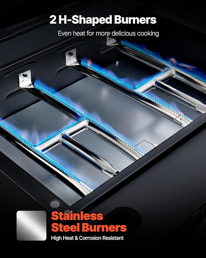 VEVOR Gas Griddle, 2 Burner Tabletop Griddle, 22 inch Portable Griddles Propane with Lid, Oil Drain Hole & Oil Collection Tray, 22000BTU Camping Flat Top Grill for Outdoor Cooking, Tailgating