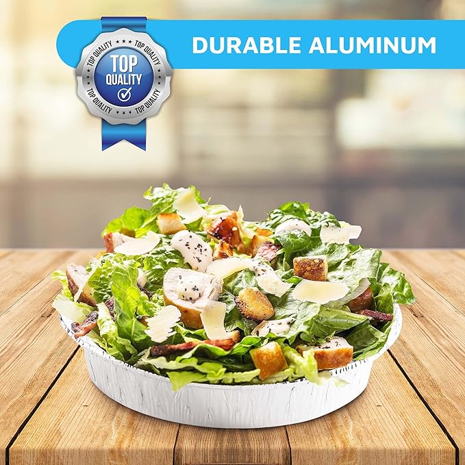 MontoPack 7” Round 100 Pack Aluminum Foil Pans with Clear Lids | Disposable Containers with Straight Walls for Storing, Baking, Meal Prep & Reheating | Freezer & Oven Safe, Recyclable