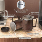 Coffee Mug Warmer & Mug Set for Desk, Electric Coffee Cup Warmer with 16oz Heated Mug, Smart Coffee Heater with Auto Shut Off for Office/Home, Christmas/Birthday/Coffee Gifts for Men & Women, Wood