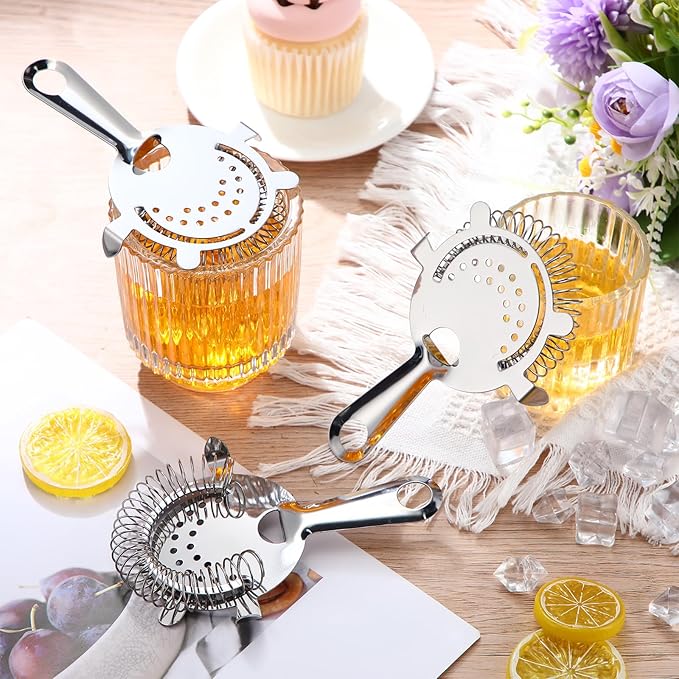 16 Pack Cocktail Strainer 4 Prong Stainless Steel Bar Bartender Strainer 6 Inches Silver Bar Drink Tool for Bartenders and Mixologists