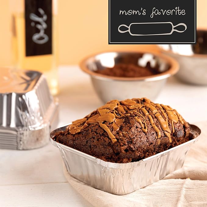 PLASTICPRO Disposable 1 LB Aluminum Takeout Tin Foil Baking Pans 5'' X 6'' X 2'' Inch Bakeware - Cookware Perfect for Baking Cakes,Brownies,Bread, Meatloaf, Lasagna, or Lunchbox, Pack of 50