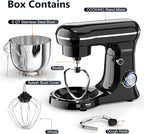 Electric Stand Mixer,10 Speeds Tilt-Head Food Mixer, 3-IN-1 Kitchen Mixer for Daily Cooks with Dishwasher-Safe 6QT Bowl,Dough Hook, Beater, Whisk (Onyx Black)