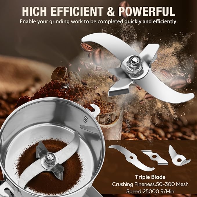 Electric Grain Mill Grinder-2500g 110V 4100W Performance Grain Mill,Suitable for Kitchen, Household,Commercial Use of Crushing Dry Grains,Spices,Herbs,Coffee,Corn,Pepper Grinder. (2500g)