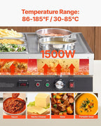 VEVOR Electric Soup Warmer, Two 6.34QT Pots & Three 1/3 Pans, Stainless Steel Commercial Food Warmer with 86~185°F Adjustable Temp, 1500W Bain Marie, Soup Station for Restaurant, Buffet
