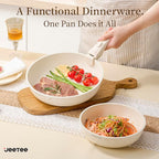 JEETEE Pots and Pans Set Non Stick 19pcs, Kitchen Cookware Sets with Detachable Handle, Induction Nonstick Cookware Set with Removable Handle, Stackable RV Cookware, Oven Safe, PFOA Free, Beige