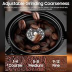 Grind and Brew Coffee Maker,Drip Coffee Maker with Grinder Built In,5-Cup Programmable Coffee Machine with Brew Strength,Warming Plate and Multiple Grind Levels for Home & Office