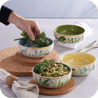 Corona 4 dinnerware Bowls Set | Siena 21oz | service for 4 | Ceramic | Garden decor | Set 4 Bowls | Cerámica