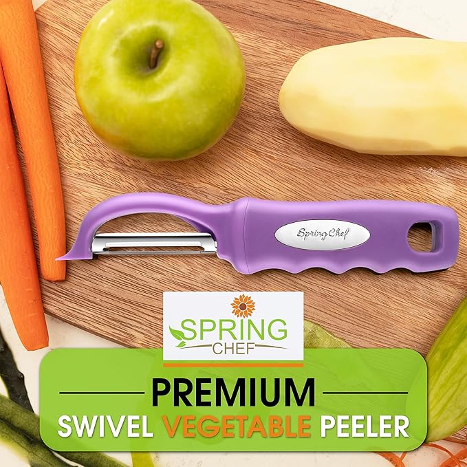 Spring Chef Premium Swivel Vegetable Peeler, Comfortable Handle and Ultra Sharp Stainless Steel Blades - Perfect Kitchen Peeler For Veggie, Fruit, Potato, Carrot, Apple - Orchid