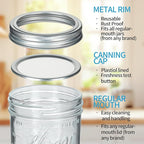 Wide Mouth Mason Jars 16 oz with Lids [8 Pack], Mason Jars with Lids, Canning Jars with Leak Proof, 16 oz Glass Jars for Fermenting, Meal Prep, Freezing, Preserving