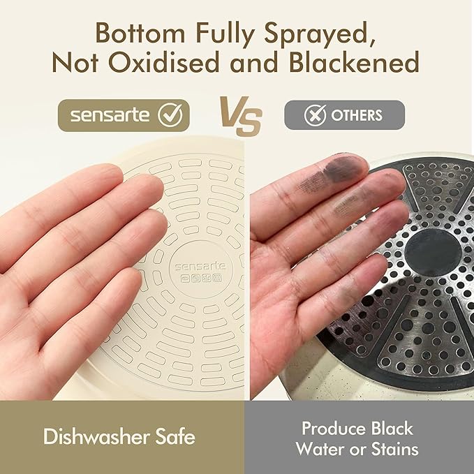 SENSARTE Ceramic Cookware Set Non-toxic 14 Pcs, Nonstick Pots and Pans Set, Dishwasher Safe Induction Cookware, Healthy Kitchen Cooking Set, PFOA/PFAS/PTFE Free