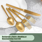 DEACORY Silverware Set Flatware Set Matte Gold Cutlery Set Brushed Brass Heavy Hexagon Handle Stainless Steel 40 Pieces Dishwasher Safe Service for 8