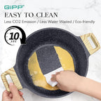 GiPP 21Psc Pots and Pans Set Non Stick - Grey Granite Kitchen Cookware Sets Nonstick Induction Cookware Non-toxic Cooking Pan Set with Silicone Utensils, PFOS and PFOA Free