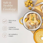 Nuovva Enamelled Cast Iron Dutch Oven Pot with Lid 6.4 Quart Non Stick Casserole Pot – Heavy Duty & Oven Safe up to 500° F for Bread Baking, Braising, Stews, Roasting – 28cm Yellow