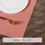 Romanstile Cloth Placemats Set of 4-12 x 18 Inch, Heat Resistant Double Layered Thickened Burlap Fall Place Mats, Washable Faux Linen Farmhouse Table Mats for Kitchen/Dining/Party/Outdoor, Orange