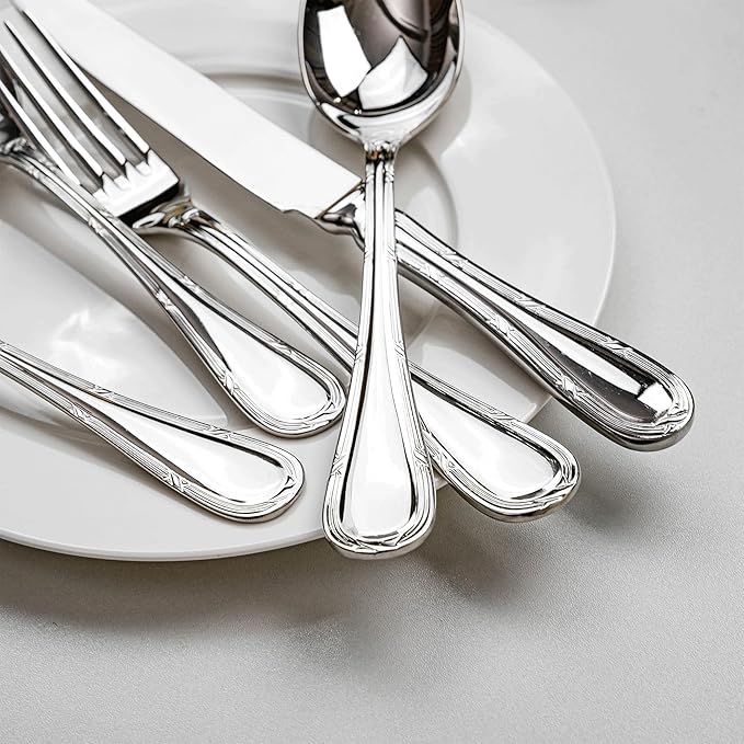 20-piece Silverware Set for 4, 18/10 Stainless Steel Flatware Set, Fine Silverware Set, Serving Utensil Sets, Finely Polished and Dishwasher Safe, Cupid