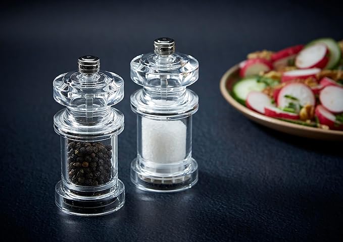 Cole & Mason 605 Refillable Spice Mill - Kitchen & Home Accessory - Table Salt Grinder - Salt Included - Acrylic - Salt Mill 4.5"