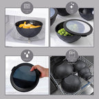 COOK WITH COLOR Mixing Bowls with Lids - 12 Piece Plastic Nesting Bowls Set includes 6 Prep Bowls and 6 Lids, Rhombus Design - Microwave Safe (Black)