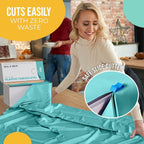 Exquisite Party Solids 54 Inch X 100 Feet Aqua Plastic Table Cover Roll in A Cut - to - Size Box with Convenient Slide Cutter. Cuts Up to 12 Rectangle 8 Feet Plastic Disposable Tablecloths