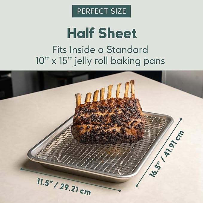 Ultra Cuisine Stainless Steel Baking Rack - 10x14.75 inch Jelly Roll Pan Wire - Oven Grill Sheet Pan - Oven Safe - Dishwasher Safe - Heavy Duty Wire Cooling Rack for Cooking Baking and Roasting